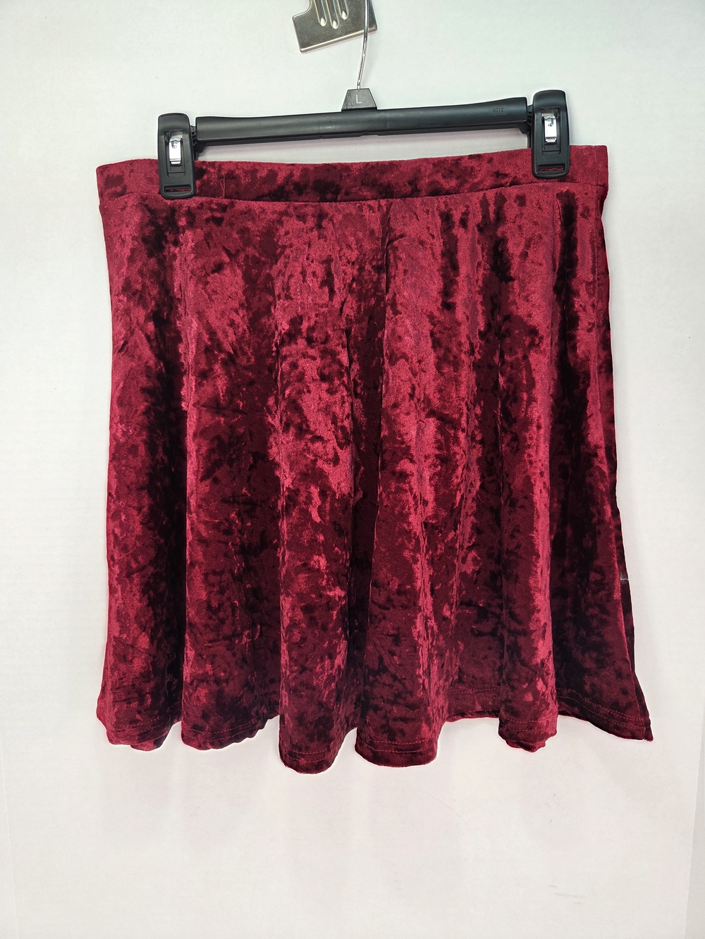 Streetwear Society Women’s Velvet Skater Skirt - Burgundy Large